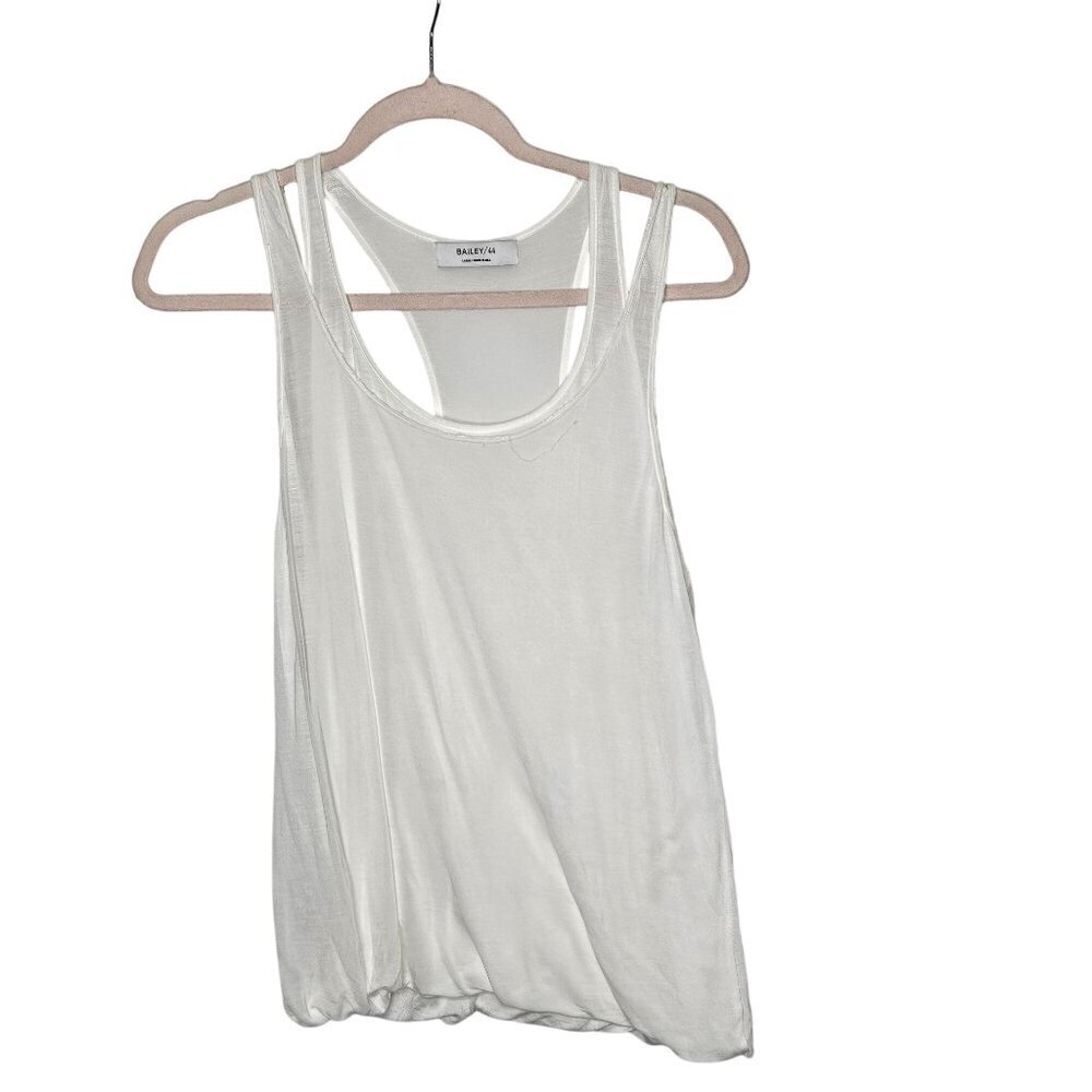 Bailey/44 Womens White Siro Modal Tank‎ Top Large Basic Minimalist  Double Layer